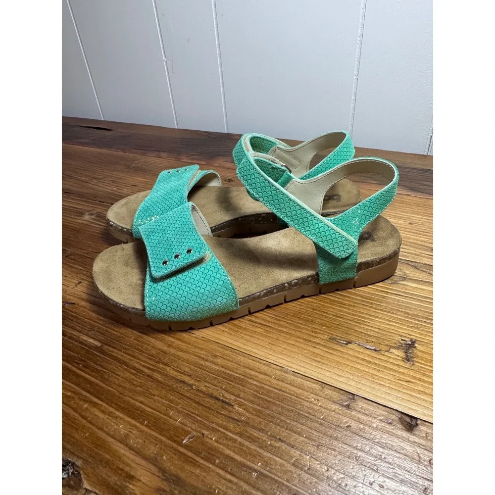 Bopy Seafoam Green‎ Leather Sandals EU 37 Youth 5 Adjustable Comfort Footbed
